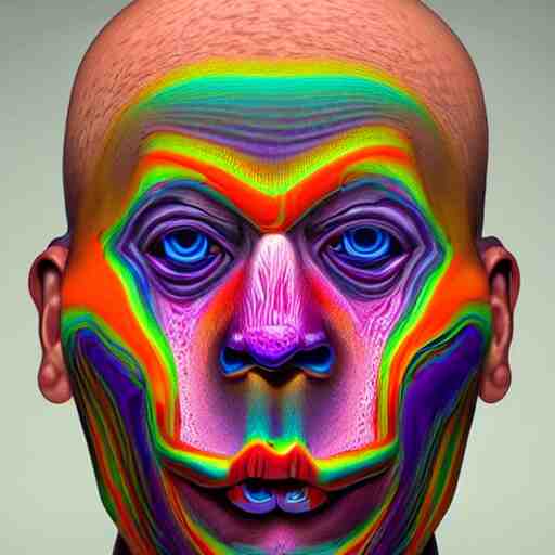 hyperrealism realistic lsd detailed 3 d scary pyschedelic trippy nightmare face in the style of alex grey and pablo amaringo and david normal 