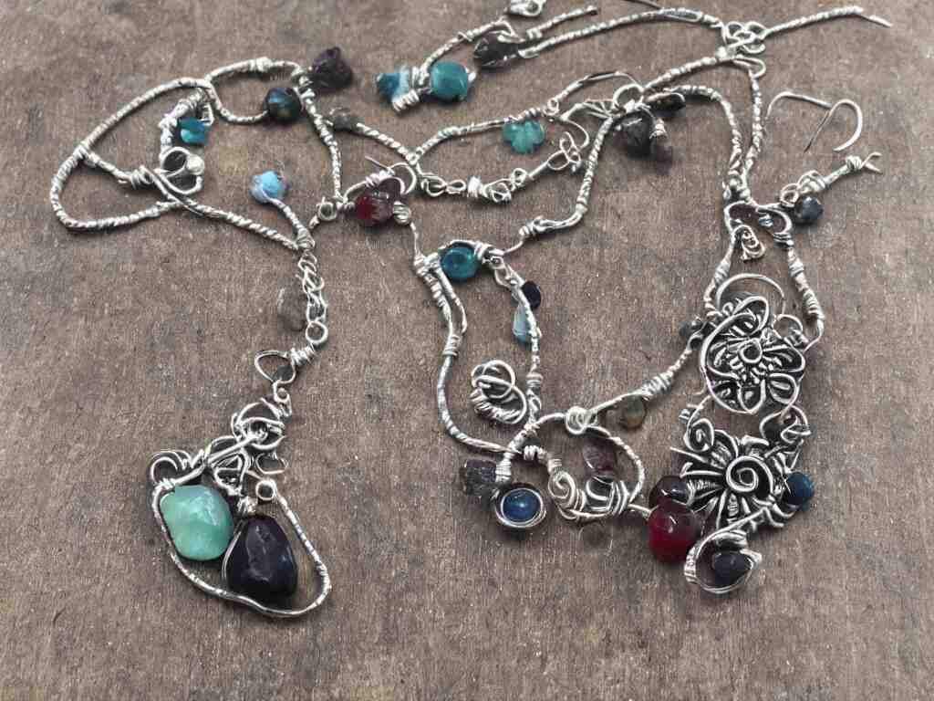 rustic hand made jewelry hand crafted from silver and natural gemstones