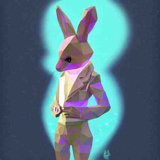 aesthetic rabbit fursona portrait, commission of a anthropomorphic male horse, fursona horse wearing stylish holographic clothes, winter armosphere, pastel simple art, low poly 