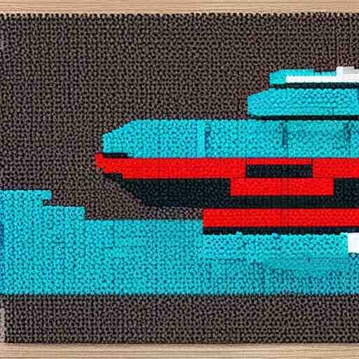 spaceship built with 1 0 0 0 lego bricks, mountian of lego bricks behind, grey on brown on teal, lasers 