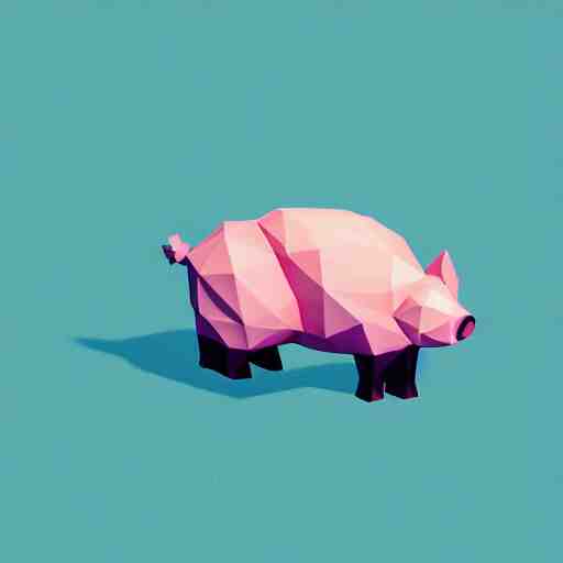 low poly pig in an isometric view using a playstation 1 ps 1 aesthetics, asset, blank background 