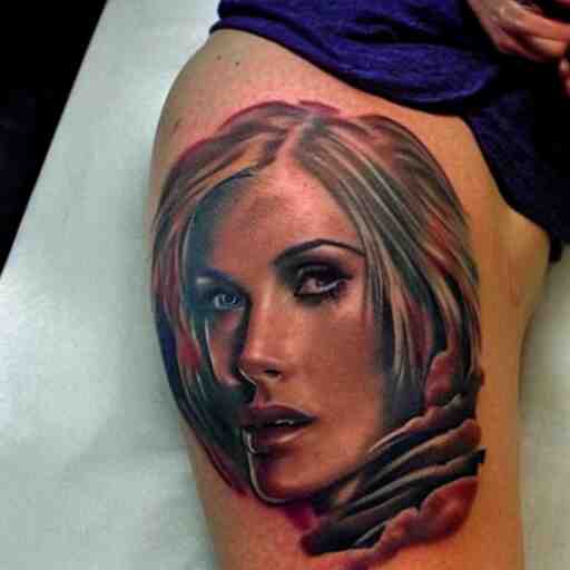 highly detailed tattoo of rachel smoking from blade runner 