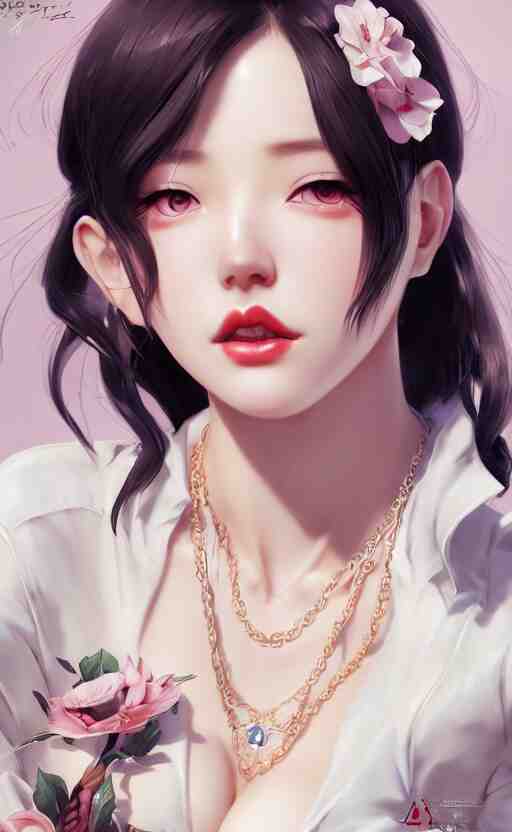 a pin up and beautiful fashion charming dreamlke korea girl with lv jewelry, character art, art by artgerm lau and kyoung hwan kim and and ilya kuvshinov and john singer sargent, hyperdetailed, 8 k realistic, symmetrical, frostbite 3 engine, cryengine, dof, trending on artstation, digital art 