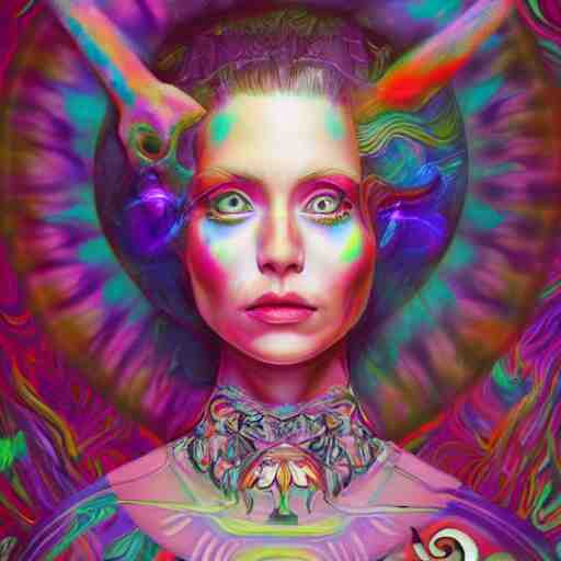 An extremely psychedelic portrait of Alice , in wonderland , surreal, LSD, face, detailed, intricate, elegant, lithe, highly detailed, digital painting, artstation, concept art, smooth, sharp focus, illustration