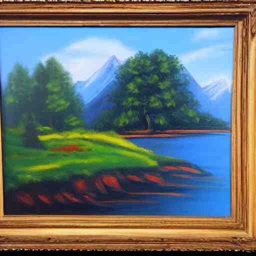 landscape, oil on canvas, by bob ross 