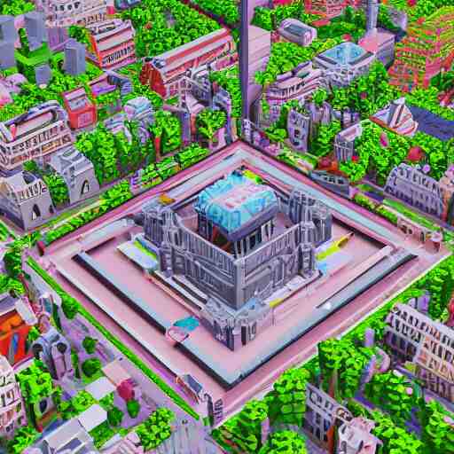 isometric voxel art of paris