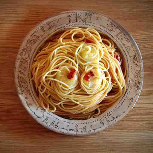 spaghetti in the shape of a bird 