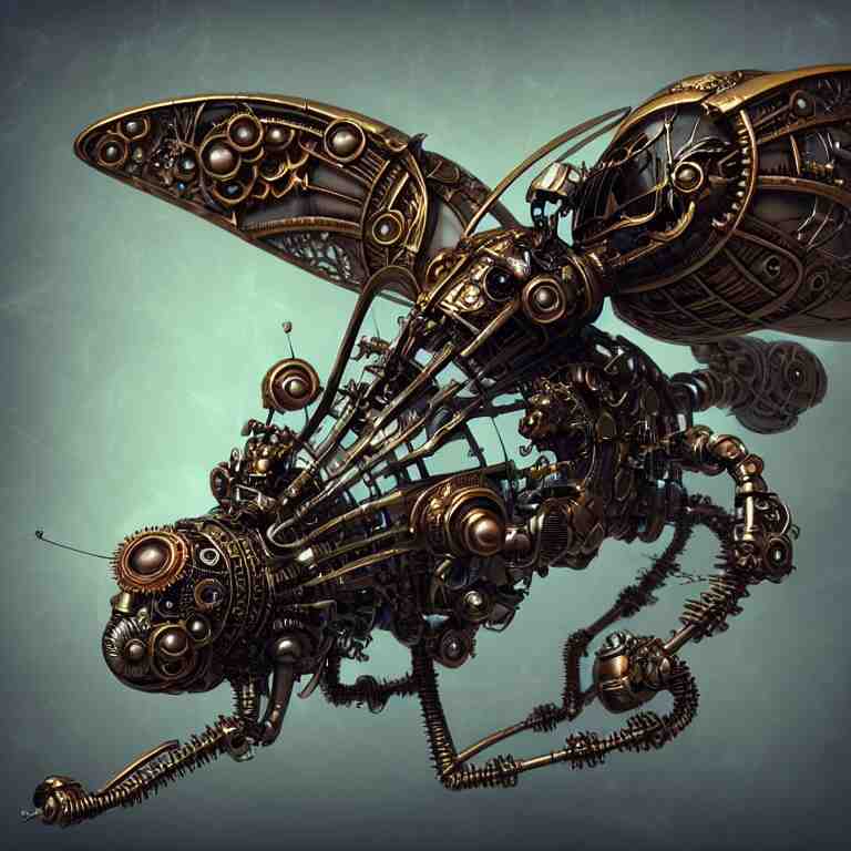 steampunk cybernetic biomechanical fly with wings, 3 d model, unreal engine realistic render, 8 k, micro detail, intricate, elegant, highly detailed, centered, digital painting, artstation, smooth, sharp focus, illustration, artgerm, tomasz alen kopera, wlop 