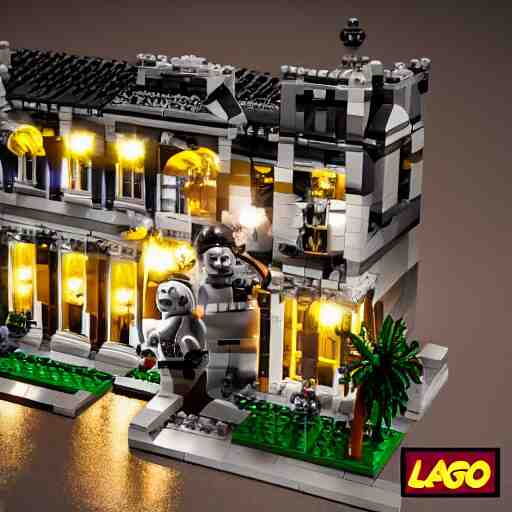 mara - a - lago fbi raid lego set, photorealistic, studio lighting, highly detailed, cinematic composition, realistic render, octane render, detailed textures 