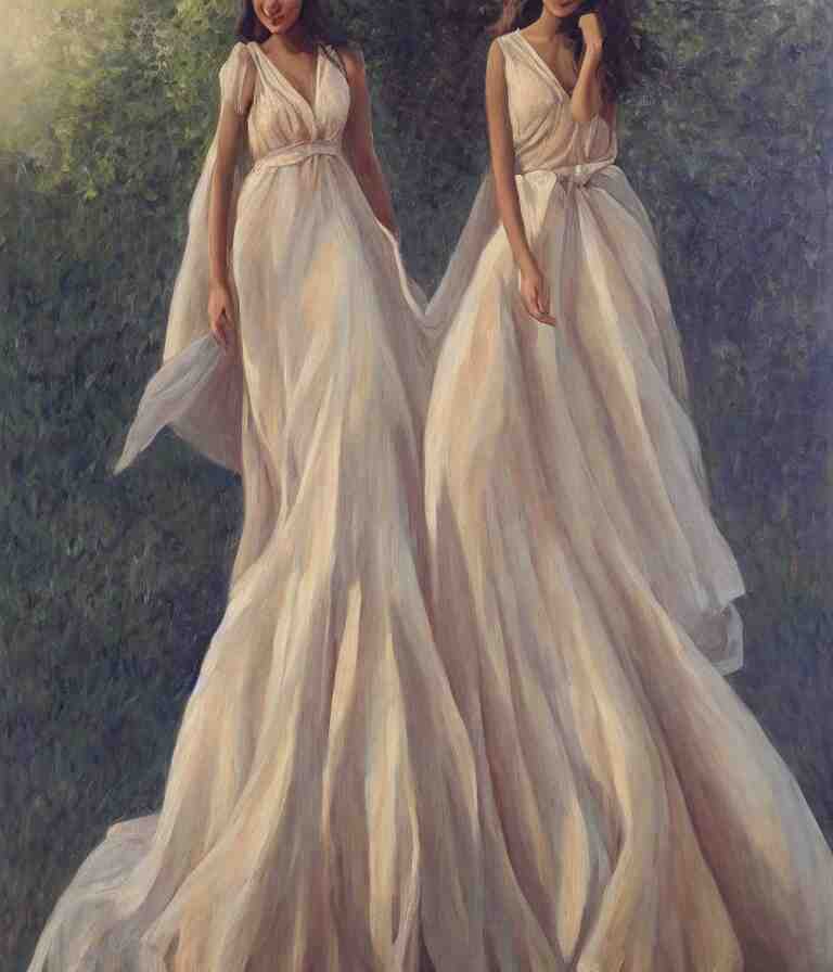 Kiara Advani in V-neck dress. history painting, dusk, flowy dress Kiara Advani, artstation, oil on canvas, by Albert Aublet, Private Collection