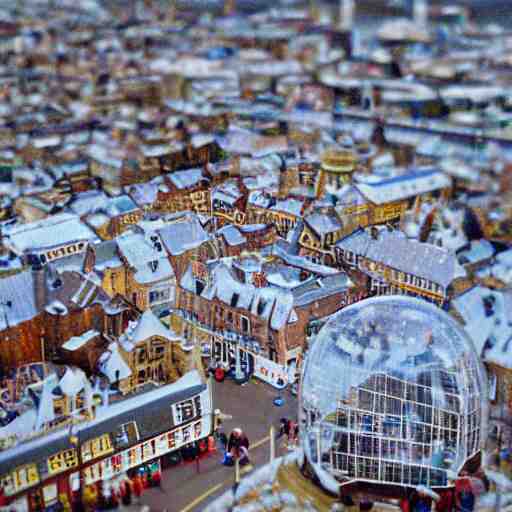 snowglobe of a tiny town brighton uk, tilt - shift lomo photo 