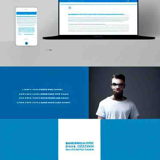 minimalistic clean website brand design portal, blue background with white text, large tab layout on the left, pleasing colors and readable fonts, featuring a corporate brand logo image