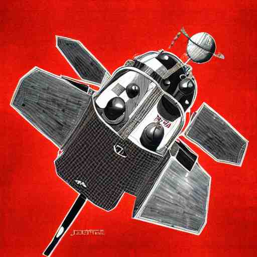 detailed spacecraft in the style of chris bjerre 