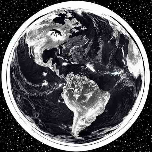 earth logo, black and white color, vector arts, highly detailed, unreal engine, 