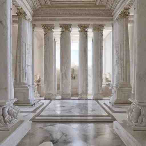 a marble room carved from the marble flesh of god, beautiful in its smoothness and expansiveness, architectural photograph 