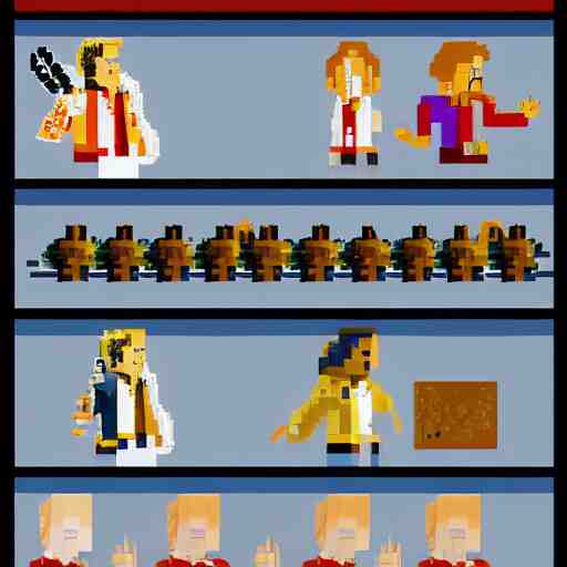 guybrush threepwood pixel art animation sheet, 8 k, trending, poster 