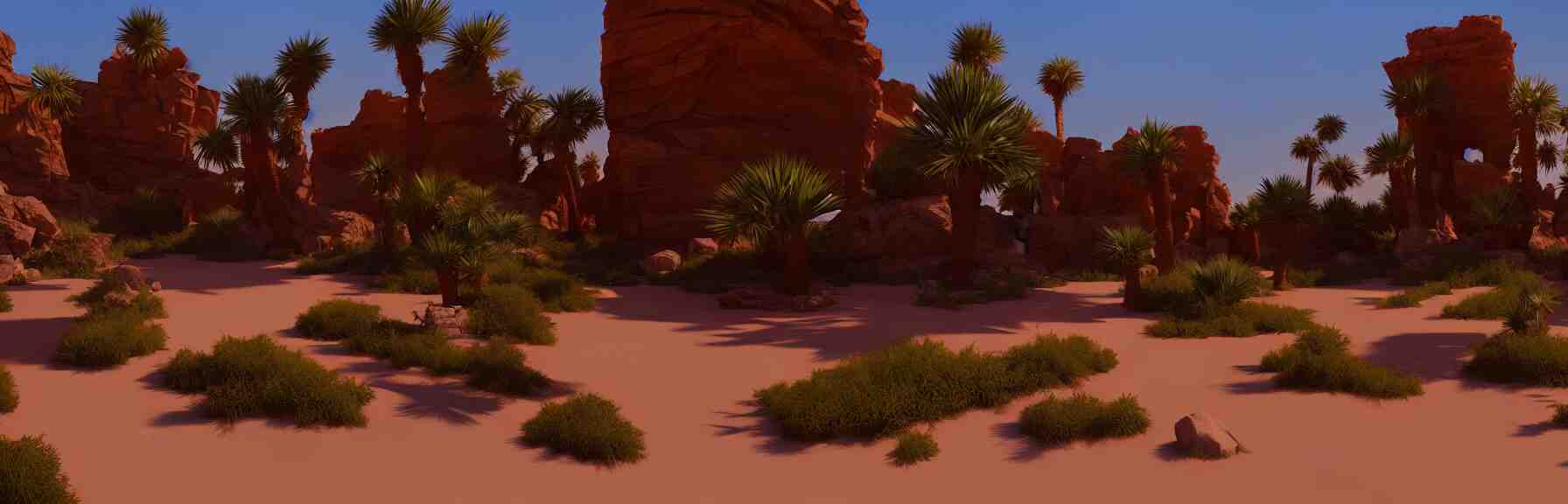 a desert oasis; very detailed, by Federico Pelat, Caravaggio; artstation, unreal engine 5