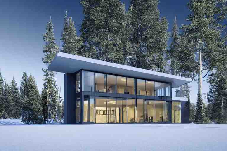 modern modern fachwerk house with in the forest on the foot of Elbrus mountain, architecture, 3d render 8k , high details