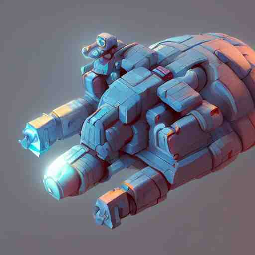 Isometric 3D Fantasy Cute and adorable pig Mecha space ship, Smooth 3D Illustration, soft render, Servando Lupini, Daniil Kudriavtsev, handpaint texture, Blender, 3DCoat H 648