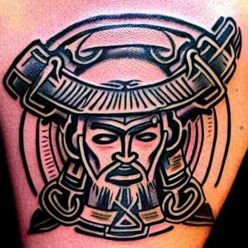 simple tattoo of a viking holding a shield by sailor jerry 