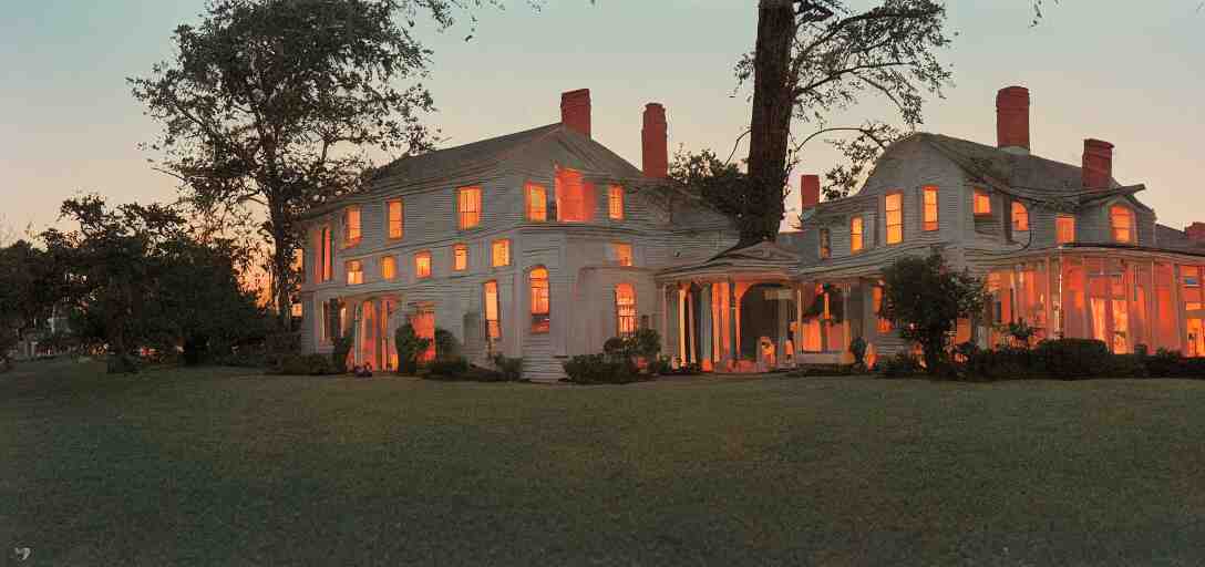 american foursquare house designed by dali, david lynch, and cartier at sunset. cinematic. fujinon premista 1 9 - 4 5 mm t 2. 9. portra 8 0 0. 