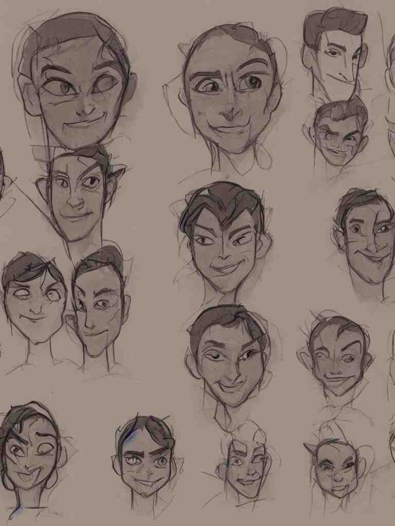 faces by disney concept artists, blunt borders, rule of thirds 