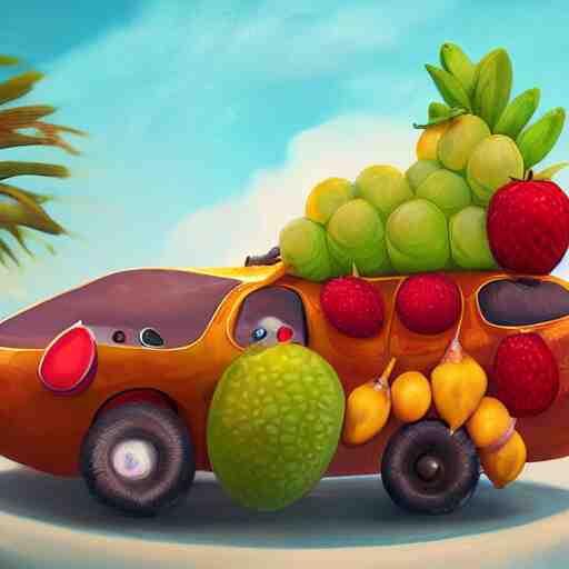 car made of fruits, artstation 