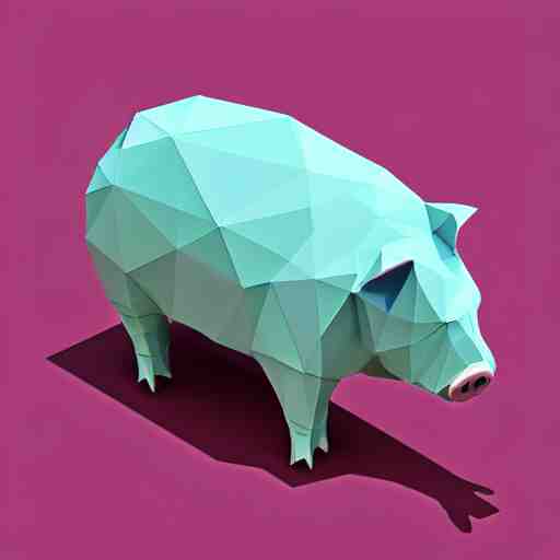 low poly pig in an isometric view using a playstation 1 ps 1 aesthetics, asset, blank background 