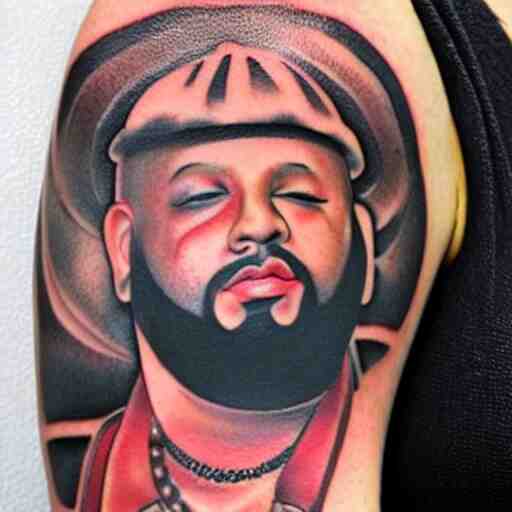 a tattoo of a dj khaled 