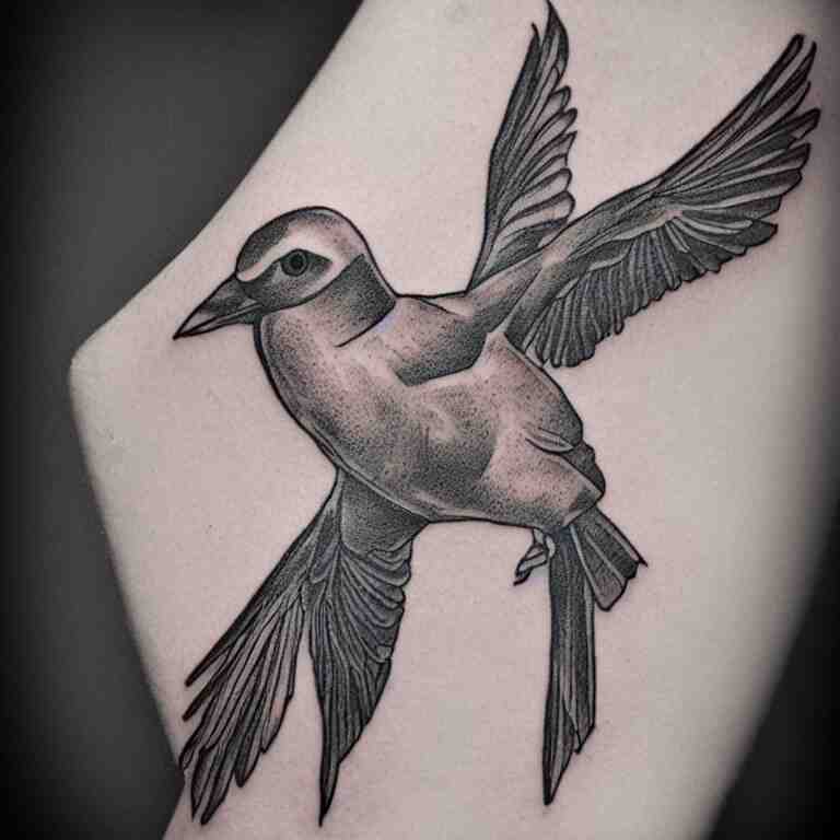 tattoo of a common nyc street pigeon, stylized 