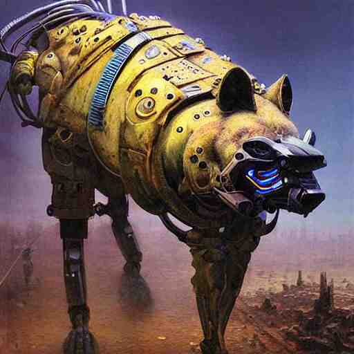 robotic hyena, cyberpunk 2 0 7 7, highly detailed beksinski style art 