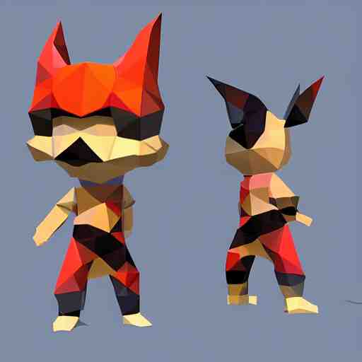 low poly ninja in the style of playstation 1 games