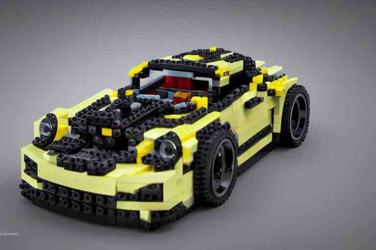 Porsche made out of Lego, octane render, studio light, 35mm,