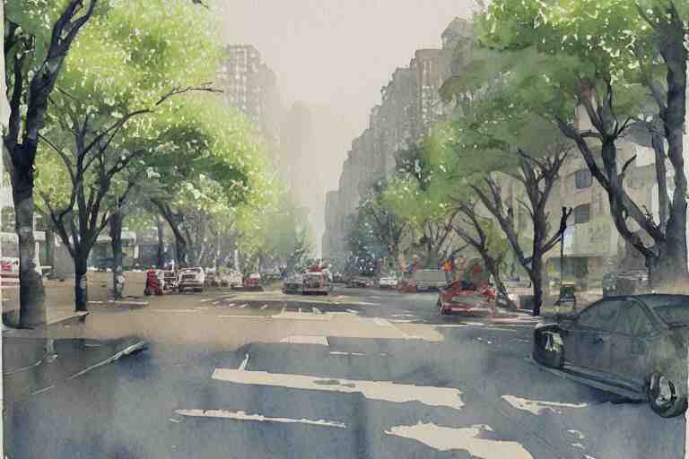 nanshan road summer watercolor trending on artstation 