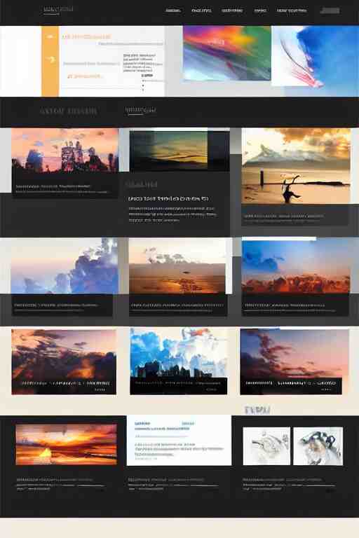 website layout for digital artist, clean modern colorful ui 
