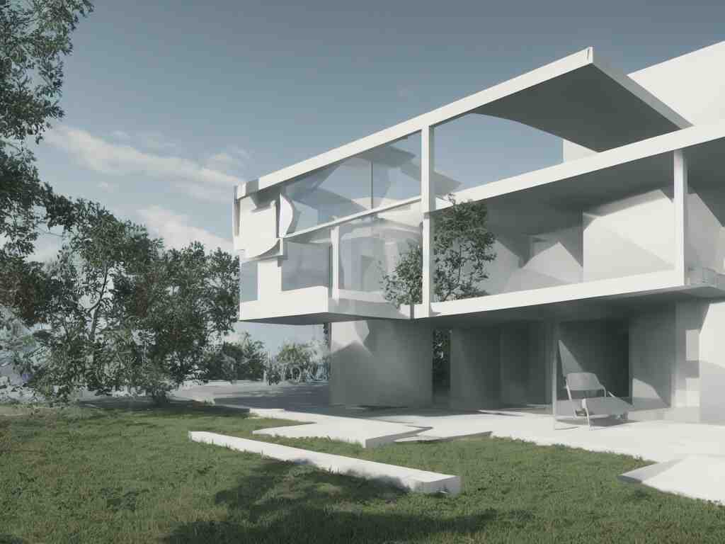 futuristic bauhaus house concept, 3 d render, octane renderer, raytracing, 8 k resolution, rim light, hyperrealistic, photorealistic, high definition, highly detailed, tehnicolor, architecture photography, masterpiece 