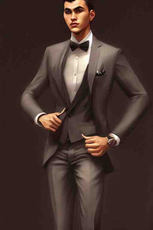 full body photo of a gorgeous young man wearing a formal suit in the style of stefan kostic, realistic, sharp focus, 8k high definition, insanely detailed, intricate, elegant, art by stanley lau and artgerm