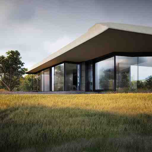 a modern country house in a landscape with an ocean view, hdr, trending on artstation, 8 k 