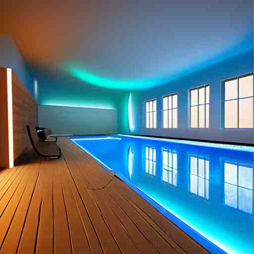 govee hue led strip lighting, swiming pool, scene, colourful, 8 k, unreal engine, realistic, house and home, 