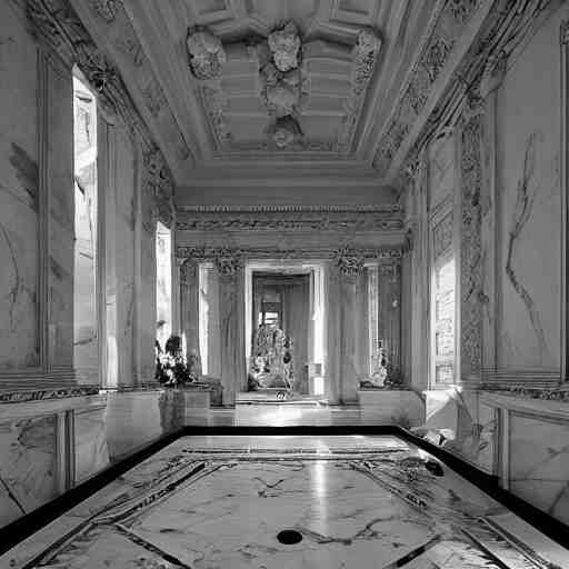 a marble room carved from the marble flesh of god, beautiful in its smoothness and expansiveness, architectural photograph 