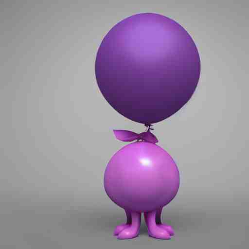 3D render of a pink balloon dog in a violet room