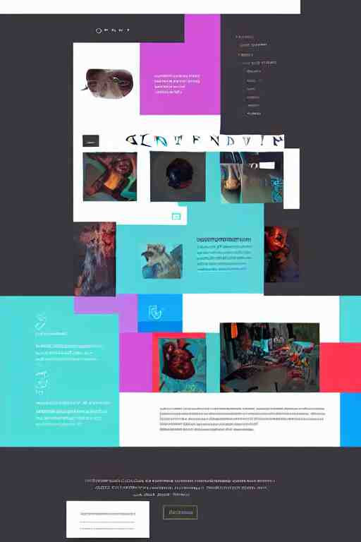 website layout for digital artist, clean modern colorful ui 