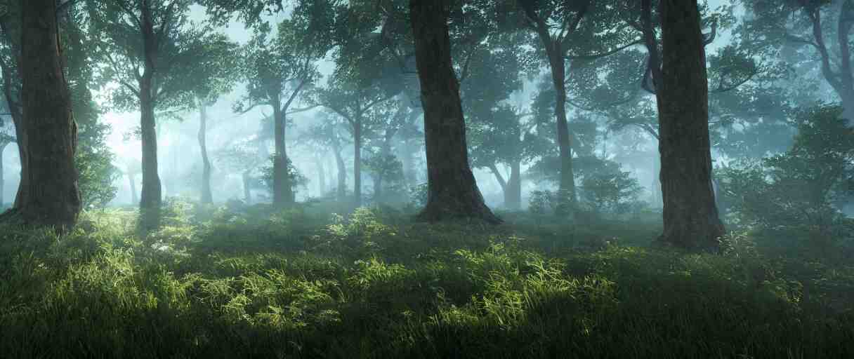 a wide shot of a forest growing on top of cumulus clouds, beautiful, stunning, serene, volumetric light, volumetric clouds, photography, color, intricate, extremely detailed, photorealistic, unreal engine 5