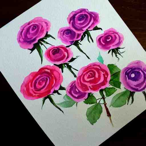 watercolor little roses 