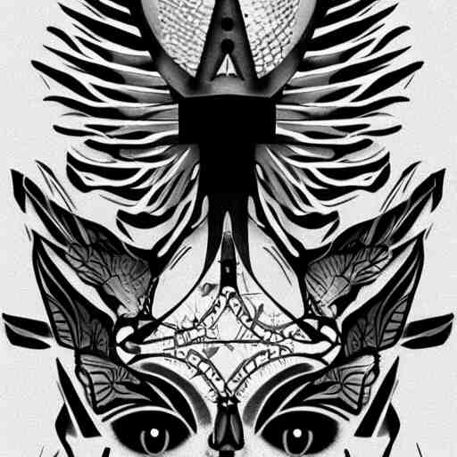 Transhumanist tattoo design, uplifting, minimalist, clean, trending on ArtStation