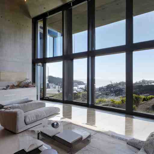 a modern concrete mansion on the bluffs overlooking san francisco 