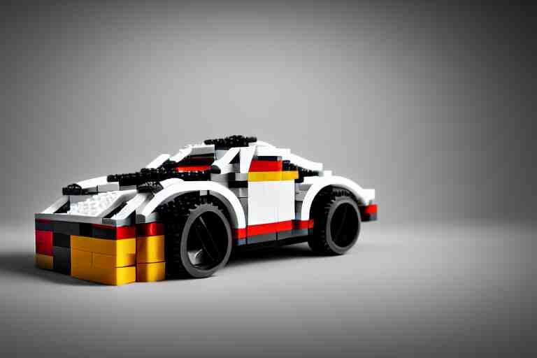 Porsche made out of Lego, octane render, studio light, 35mm,