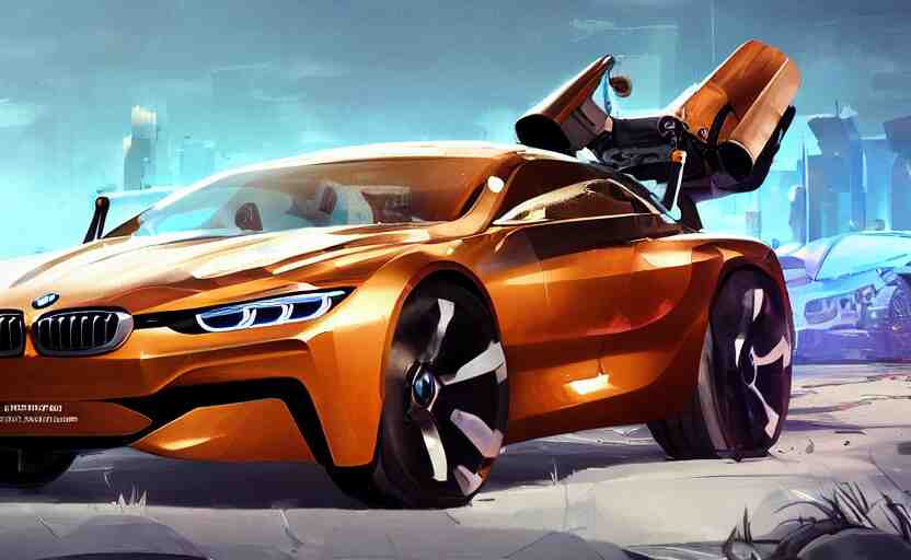 bmw vehicule concept design super cars engine rocket league tank mad max global illumination ray tracing hdr chromed reflexion, gta 5 comics official fanart behance hd artstation by jesper ejsing, by rhads, makoto shinkai and lois van baarle, ilya kuvshinov, ossdraws, that looks like it is from borderlands and by feng zhu and loish and laurie greasley, victo ngai, andreas rocha, john harris fast and furious 