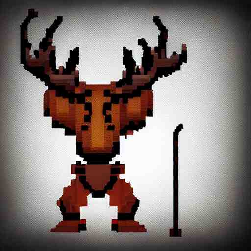 barbarian with moose head, pixel art, trending, post processing, game assets, cinematic 