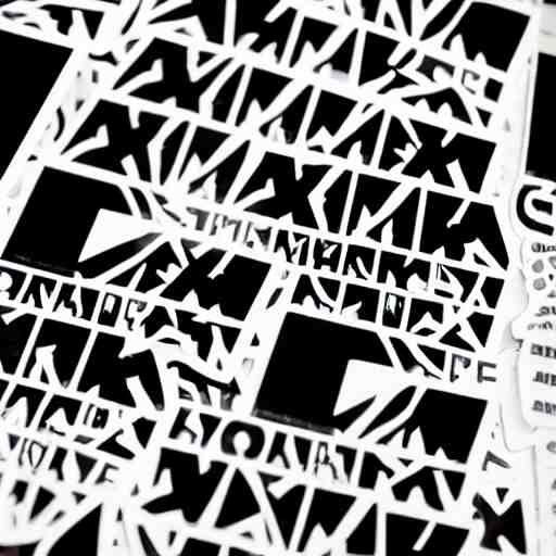 black on white graphic design stickers in style of david rudnick, eric hu, guccimaze, acid, y 2 k, 4 k sharpening, 